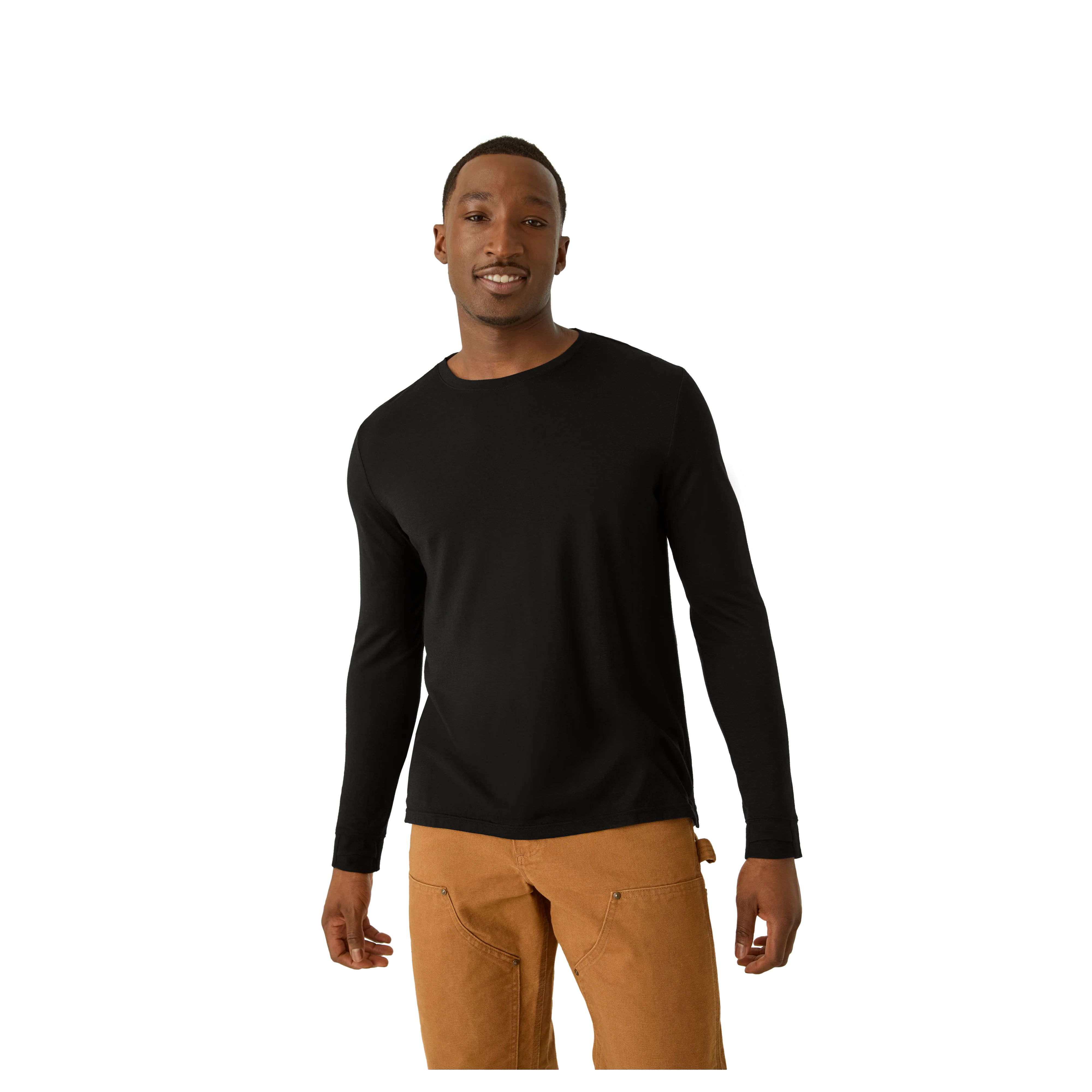 Men's Merino Wool Blend Crew Neck Long Sleeve T-Shirt - Image 11