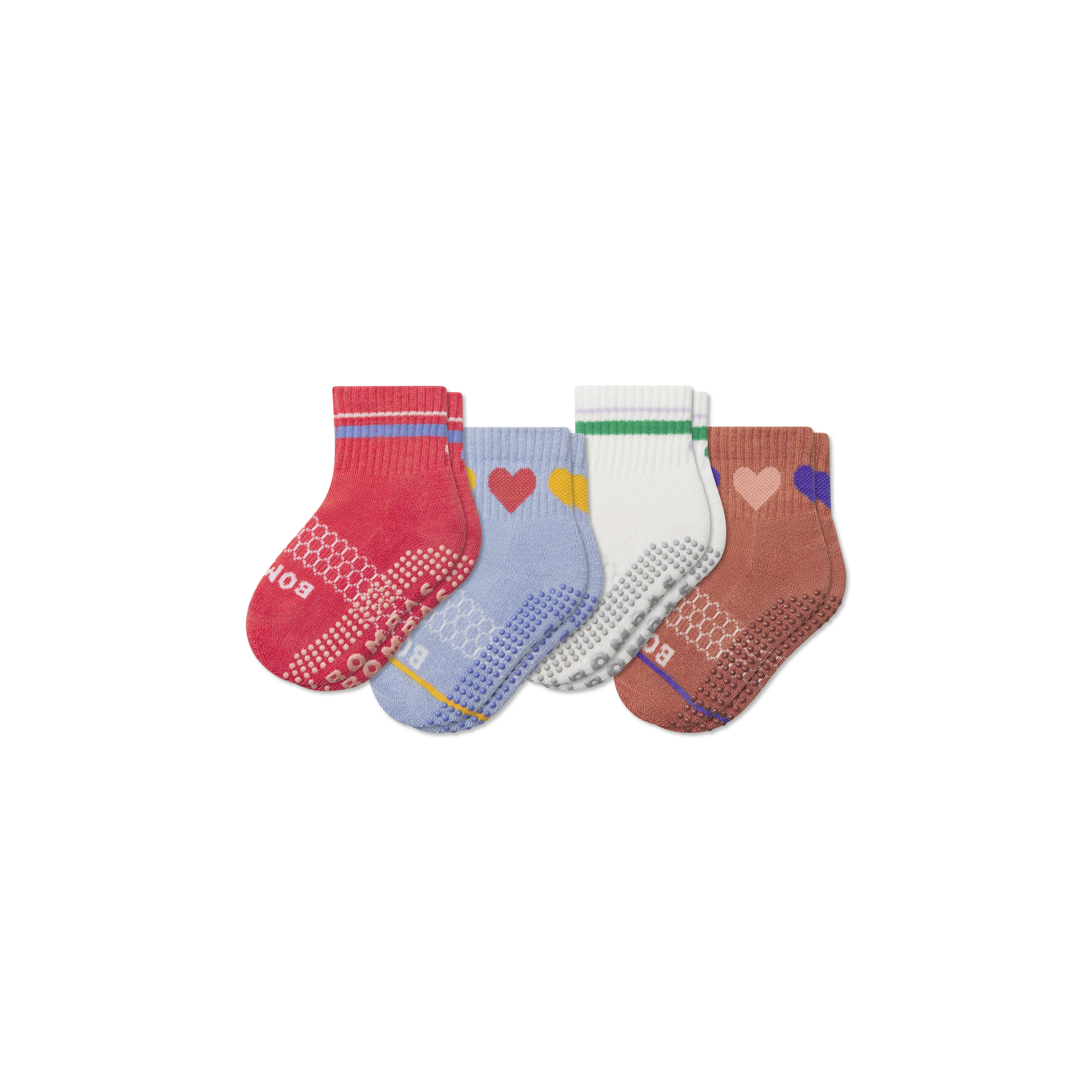 Toddler Hearts Gripper Calf Sock 4-Pack