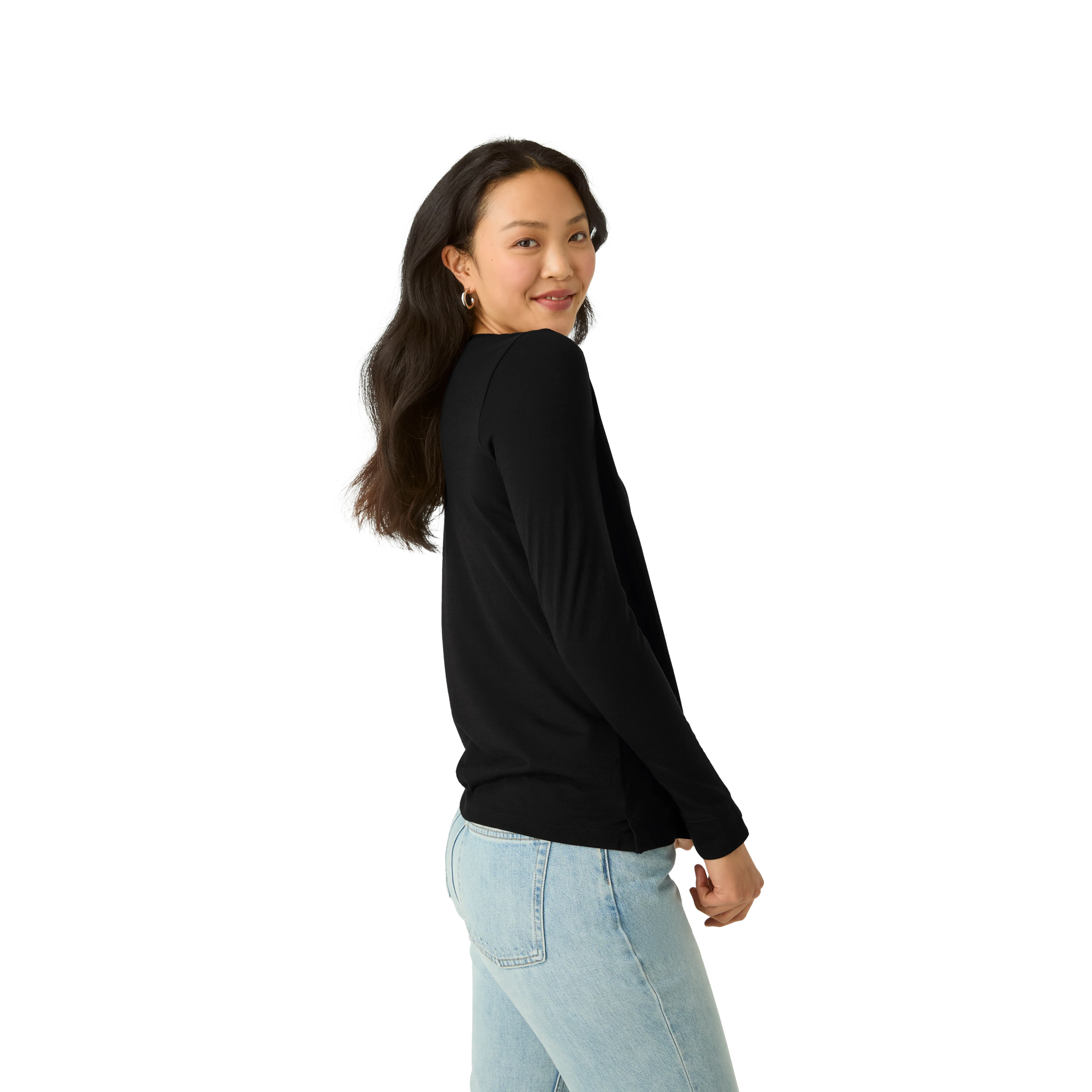 Women's Merino Wool Blend Crew Neck Long Sleeve T-Shirt - Image 21