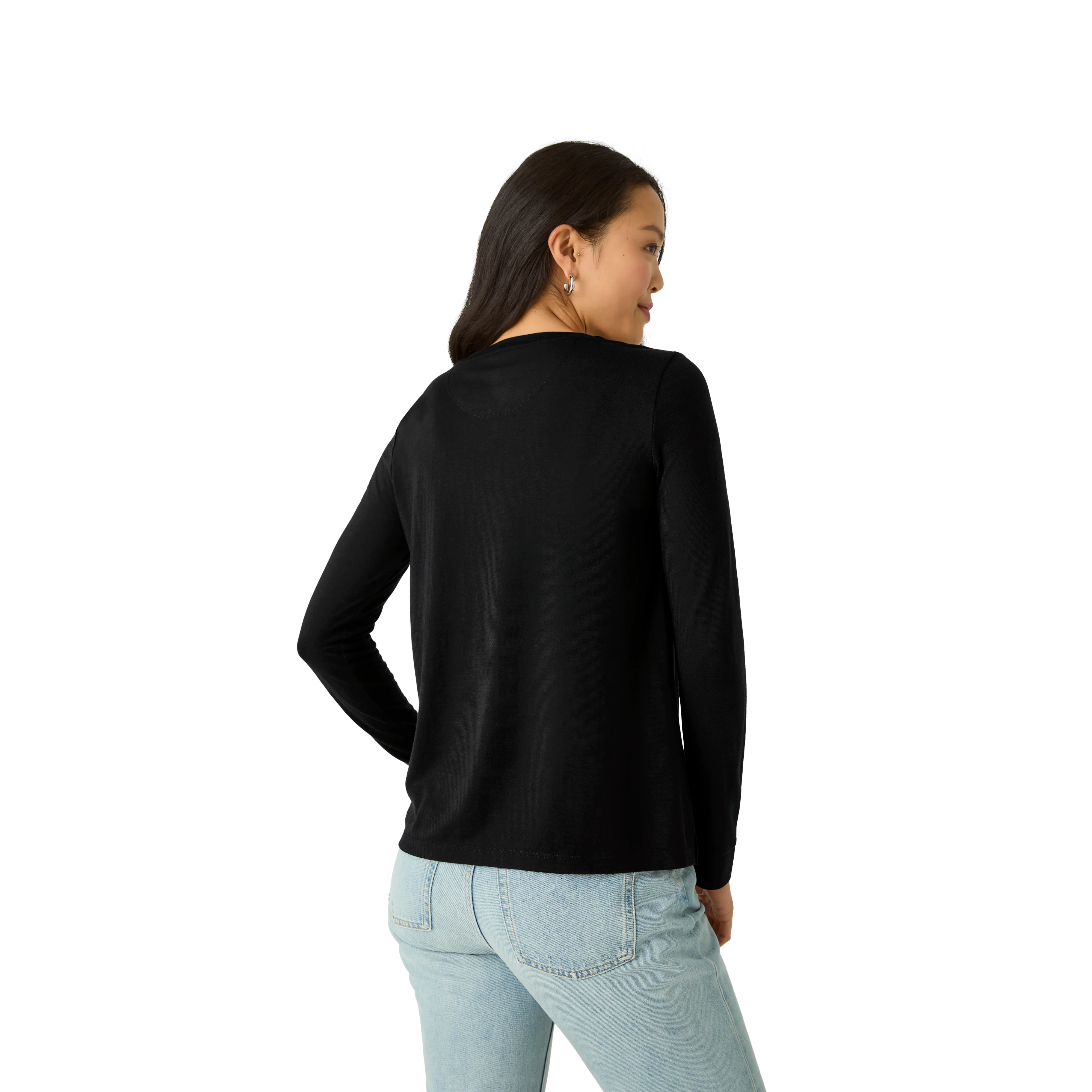 Women's Merino Wool Blend Crew Neck Long Sleeve T-Shirt - Image 22