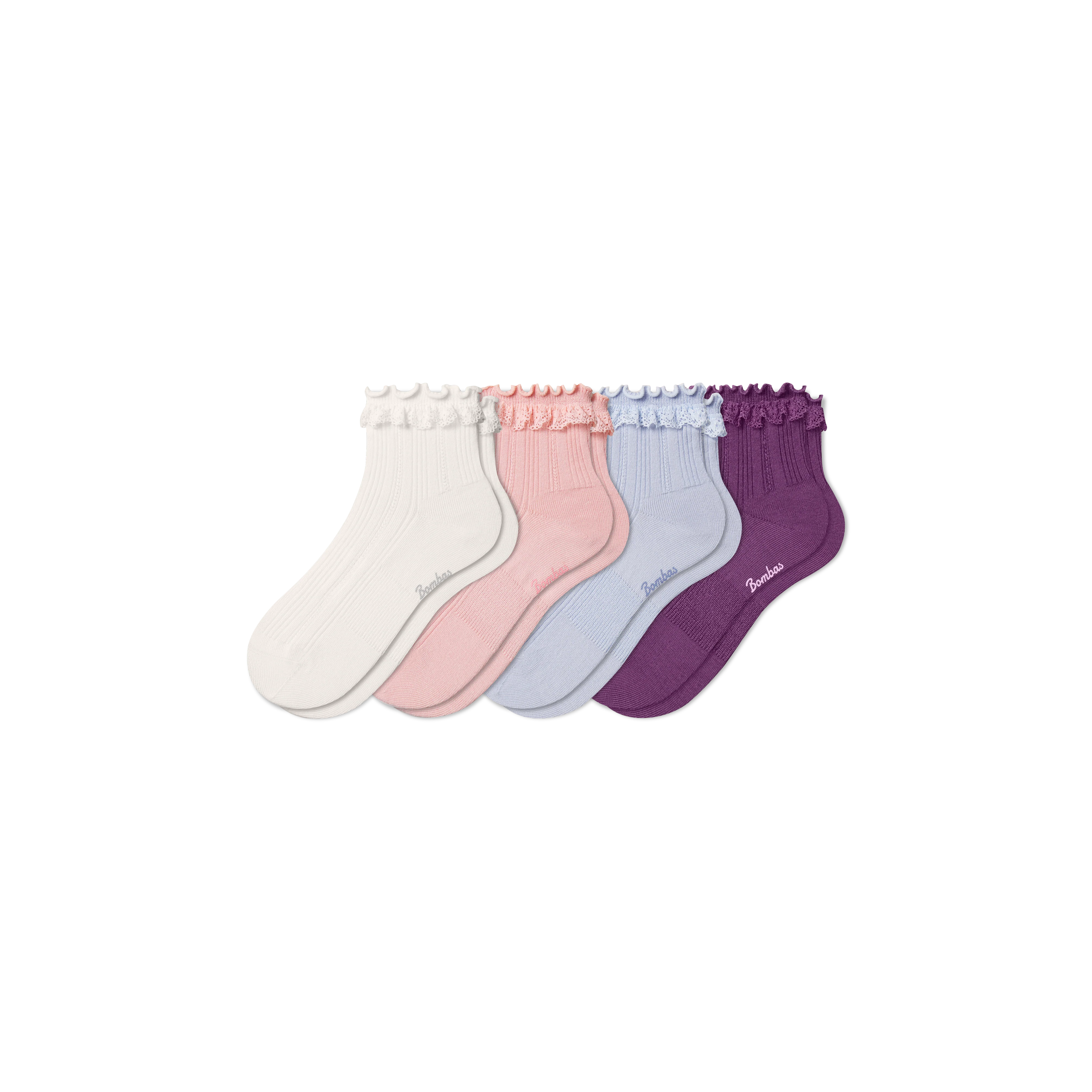 Youth Ruffle Rib Quarter Sock 4-Pack