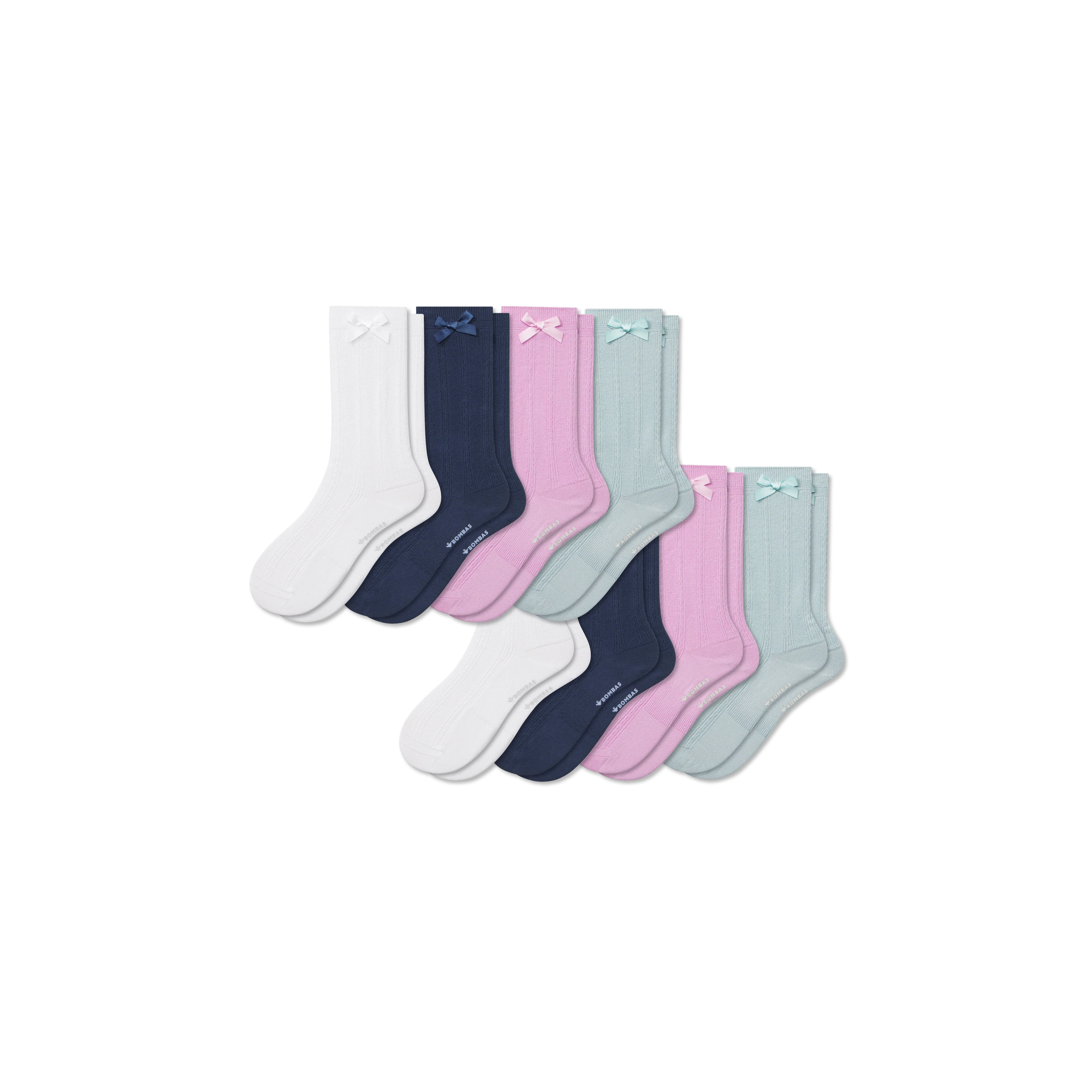 Youth Textured Bow Calf Sock 8-Pack